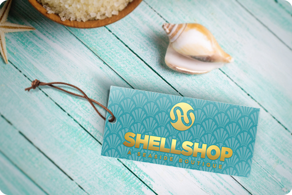 Example of a hang tag for a Shell Shop that was printed by Printing.com